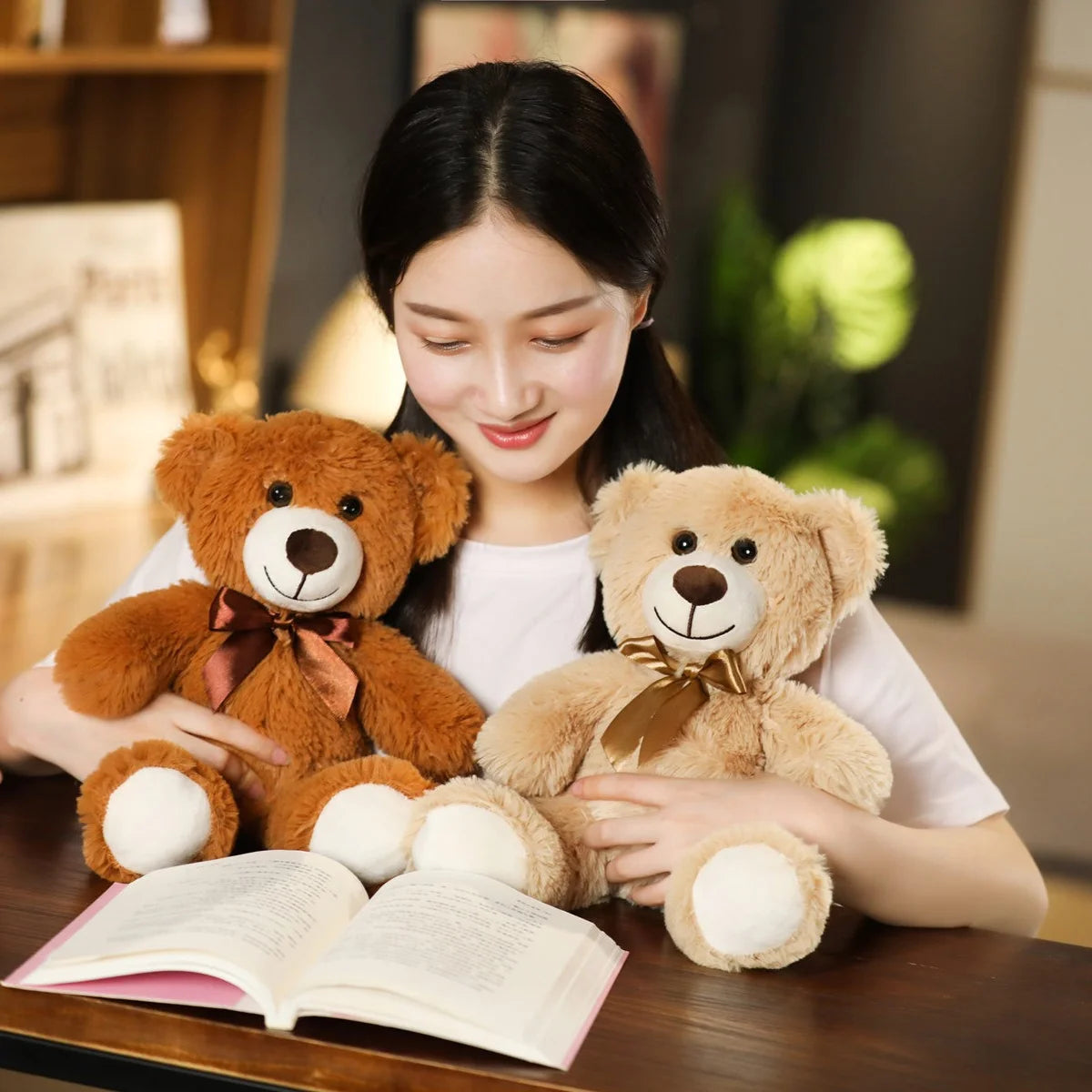 Teddy Bear Stuffed Animal Plushie, Light Brown Stuffed Teddy Bear Toys, Soft Plushies Gift for Baby Shower, Room Decorations